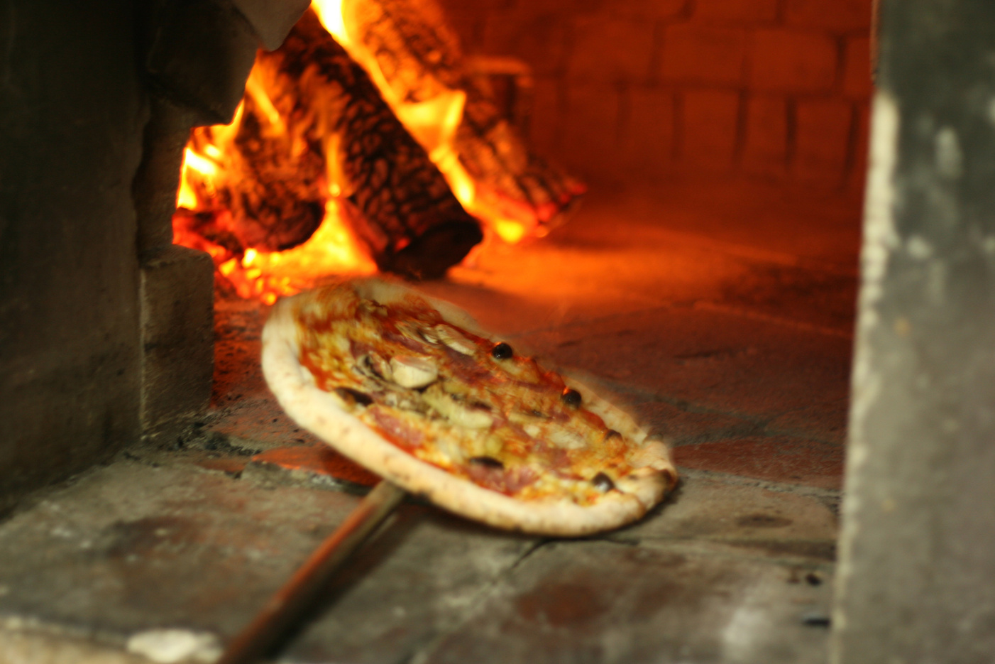 Inside the pizza wood fired owen